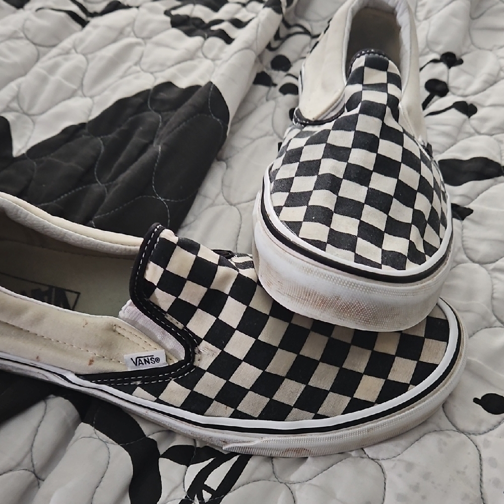 Vans Black and White Checkerboard Slip-Ons